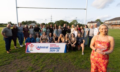 070625 - West Swansea Hawks - Sue Jones captain of West Swansea Hawks with the League Trophy as the team celebrate winning the Admiral Women’s West League Title