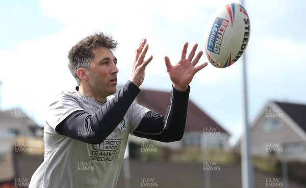 210321 West Wales Raiders v Widnes Vikings, Challenge Cup - Gavin Henson of West Wales Raiders warms up ahead of his rugby league debut against Widnes Vikings
