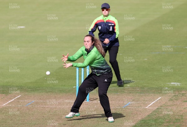 250821 - Western Storm v The Thunder - Charlotte Edwards Cup - Georgina Hennessy takes a wicket