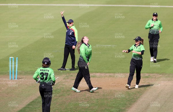 250821 - Western Storm v The Thunder - Charlotte Edwards Cup - Georgina Hennessy takes a wicket
