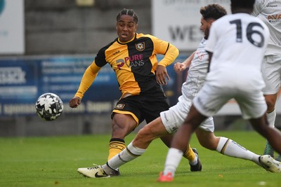 150725 - Weston-Super-Mare v Newport County - Preseason Friendly - Moses-Alexander Walker of Newport County scores the first goal of the game