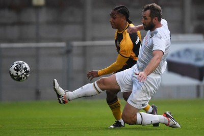 150725 - Weston-Super-Mare v Newport County - Preseason Friendly - Moses-Alexander Walker of Newport County scores the first goal of the game