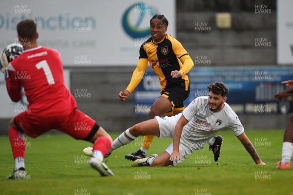 150725 - Weston-Super-Mare v Newport County - Preseason Friendly - Moses-Alexander Walker of Newport County scores the first goal of the game