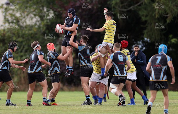 070922 - Whitchurch High School v Bridgend College - National Schools & Colleges League - Ethan Hartley wins the line out