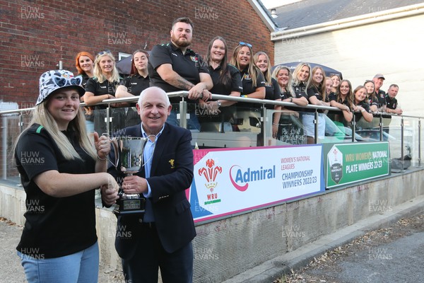 080723 -  Admiral National League Women’s Championship Winners Whitland Ladies  Whitland Captain Sally Windsor receives the trophy from WRU Board Member Gordon Eynon