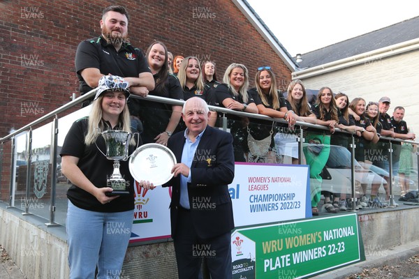 080723 -  Admiral National League Women’s Championship Winners Whitland Ladies  Whitland Captain Sally Windsor receives the League and Plate Trophies from WRU Board Member Gordon Eynon