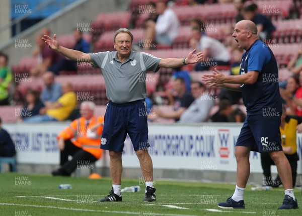 030819 - Wigan Athletic v Cardiff City - Sky Bet Championship -  Manager Neil Warnock of Cardiff can't believe the missed goals Cardiff should have scored