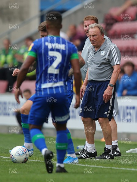030819 - Wigan Athletic v Cardiff City - Sky Bet Championship - Manager Neil Warnock of Cardiff looks on as Wigan gain control 