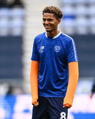 270925 - Wigan Athletic v Cardiff City - Sky Bet League 1 -  Omari Kellyman of Cardiff City during the pre-game warmup