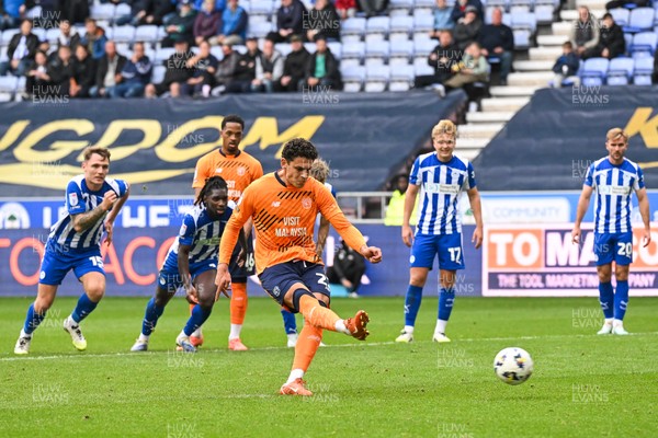 270925 - Wigan Athletic v Cardiff City - Sky Bet League 1 -  Yousef Salech of Cardiff City scores a penalty