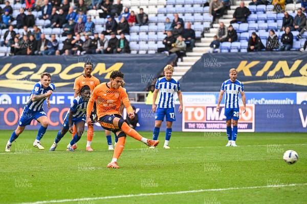 270925 - Wigan Athletic v Cardiff City - Sky Bet League 1 -  Yousef Salech of Cardiff City scores a penalty