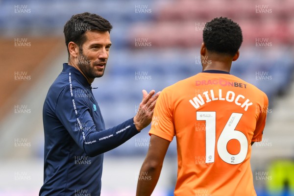 270925 - Wigan Athletic v Cardiff City - Sky Bet League 1 -   Brian Barry-Murphy, Manager of Cardiff City, clebrates with Chris Willock of Cardiff City