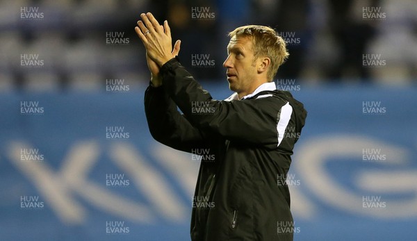 021018 - Wigan Athletic v Swansea City - SkyBet Championship - Swansea City Manager Graham Potter thanks the fans at full time