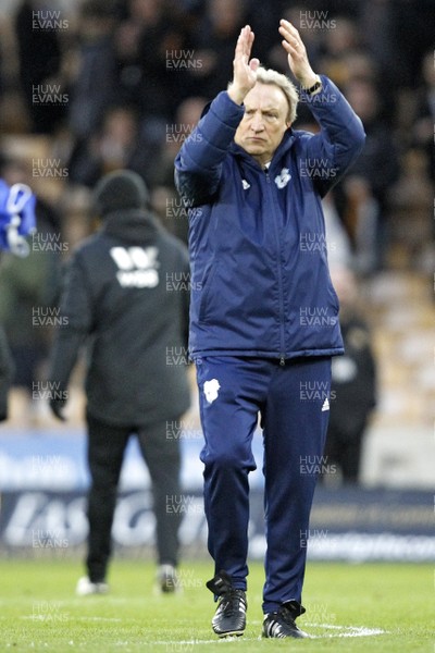 020319 - Wolverhampton Wanderers v Cardiff City, Premier League - Cardiff City Manager Neil Warnock applauds the fans after the match