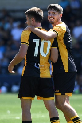120725 - Worcester City v Newport County - Preseason Friendly - Oliver Greaves of Newport County celebrates scoring a goal with team mates