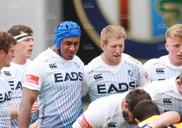 170813 Worcester v Cardiff Blues - Pre-season friendly -Blues' Filo Paulo(L) and Bradley Davies