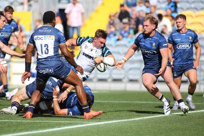 050926 - Worcester Warriors v Cardiff Rugby - Preseason Friendly - Taine Basham of Cardiff scores a try