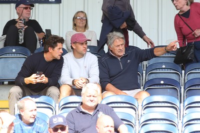 050926 - Worcester Warriors v Cardiff Rugby - Preseason Friendly - Cardiff and Wales legend Brynmor Williams watches the game with sons Lloyd(L) and Tom 