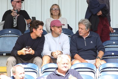 050926 - Worcester Warriors v Cardiff Rugby - Preseason Friendly - Cardiff and Wales legend Brynmor Williams watches the game with sons Lloyd(L) and Tom 
