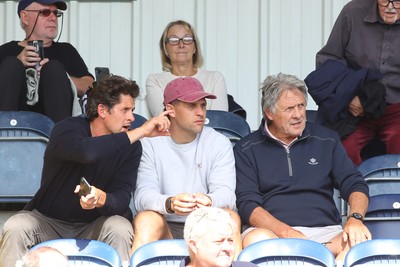 050926 - Worcester Warriors v Cardiff Rugby - Preseason Friendly - Cardiff and Wales legend Brynmor Williams watches the game with sons Lloyd(L) and Tom 