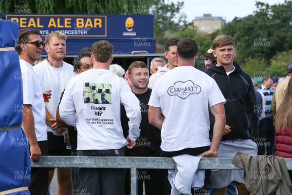 050926 - Worcester Warriors v Cardiff Rugby - Preseason Friendly - Rested international players of Cardiff Rugby ennjoy the pre match atmosphere