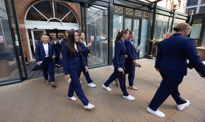 170825 - Women’s Rugby World Cup Welcome Ceremony - Wales depart the team hotel to head to the Women’s Rugby World Cup welcome ceremony at Manchester Town Hall 