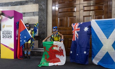 170825 - Women’s Rugby World Cup Welcome Ceremony - A young dancer performs with a Wales flag at the Women’s Rugby World Cup welcome ceremony at Manchester Town Hall 