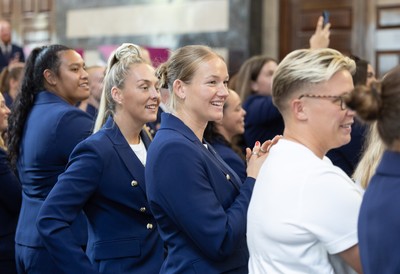 170825 - Women’s Rugby World Cup Welcome Ceremony - Wales’s Carys Cox at the Women’s Rugby World Cup welcome ceremony at Manchester Town Hall