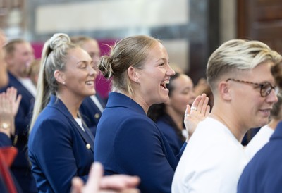 170825 - Women’s Rugby World Cup Welcome Ceremony - Wales’s Carys Cox at the Women’s Rugby World Cup welcome ceremony at Manchester Town Hall