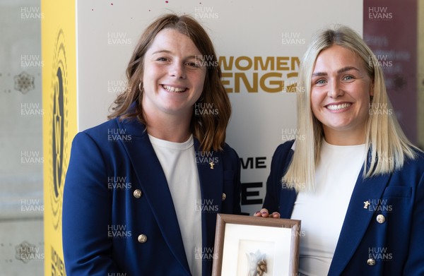 170825 - Women’s Rugby World Cup Welcome Ceremony - Wales’ co-captains Kate Williams and Alex Callendar at the Women’s Rugby World Cup welcome ceremony at Manchester Town Hall