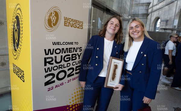 170825 - Women’s Rugby World Cup Welcome Ceremony - Wales co-captains Kate Williams and Alex Callendar at the Women’s Rugby World Cup welcome ceremony at Manchester Town Hall 