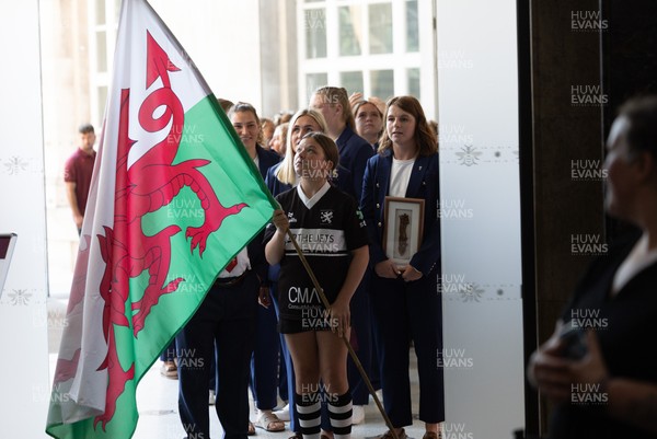 170825 - Women’s Rugby World Cup Welcome Ceremony - The Wales Team prepare to enter the Women’s Rugby World Cup welcome ceremony at Manchester Town Hall