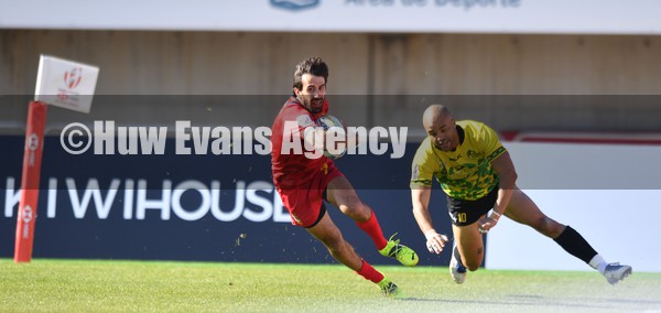 220122 - Jamaica v Spain - HSBC World Rugby Sevens Series -  Spain’s Pol Pla scores try