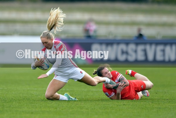 230122 - England v Poland Women- HSBC World Rugby Sevens Series -  England’s Emma Uren is tackled by Aleksandra Lachowski