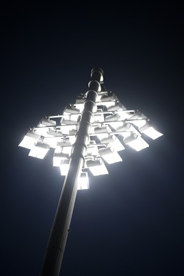 281025 - Wrexham v Cardiff City - Carabao Cup Round 4 - A floodlight at the Stok Cae Ras
