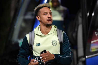 281025 - Wrexham v Cardiff City - Carabao Cup Round 4 - Callum Robinson of Cardiff City arrives at the stadium
