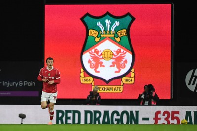 281025 - Wrexham v Cardiff City - Carabao Cup Round 4 - Kieffer Moore of Wrexham celebrates scoring a goal