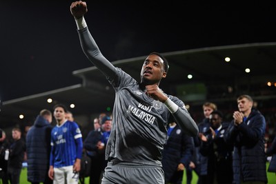 281025 - Wrexham v Cardiff City - Carabao Cup Round 4 - Nathan Trott of Cardiff City celebrates at full time