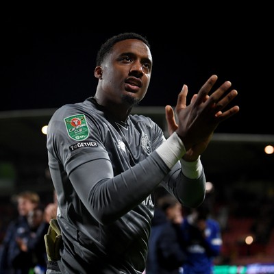 281025 - Wrexham v Cardiff City - Carabao Cup Round 4 - Nathan Trott of Cardiff City celebrates at full time