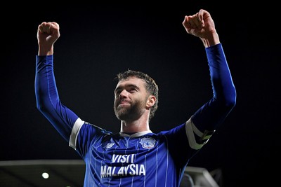 281025 - Wrexham v Cardiff City - Carabao Cup Round 4 - Calum Chambers of Cardiff City celebrates at full time
