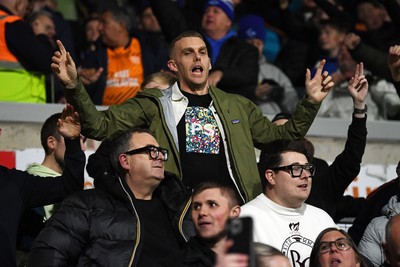 281025 - Wrexham v Cardiff City - Carabao Cup Round 4 - Cardiff fans celebrate at full time