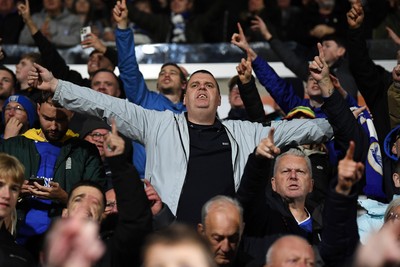 281025 - Wrexham v Cardiff City - Carabao Cup Round 4 - Cardiff fans celebrate at full time