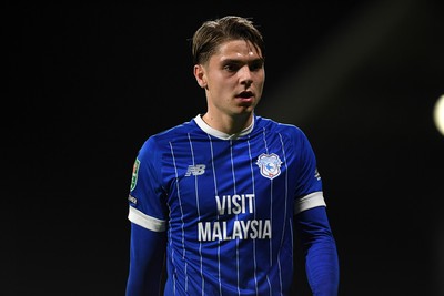 281025 - Wrexham v Cardiff City - Carabao Cup Round 4 - Cian Ashford of Cardiff City