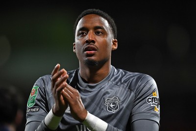 281025 - Wrexham v Cardiff City - Carabao Cup Round 4 - Nathan Trott of Cardiff City applauding fans at full time