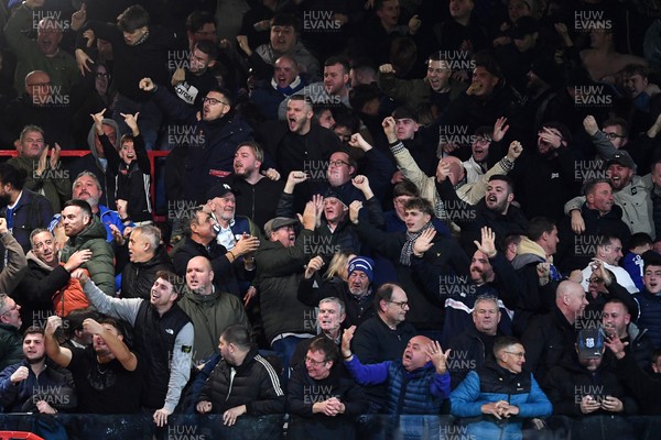 281025 - Wrexham v Cardiff City - Carabao Cup Round 4 - Cardiff fans after Yousef Salech of Cardiff City scores a goal