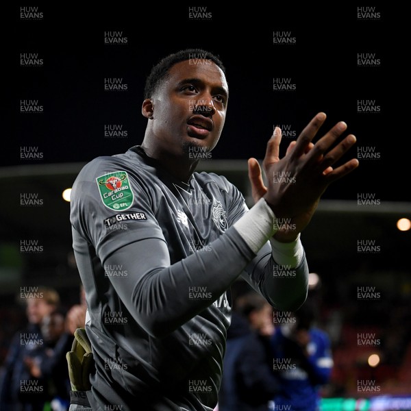 281025 - Wrexham v Cardiff City - Carabao Cup Round 4 - Nathan Trott of Cardiff City celebrates at full time