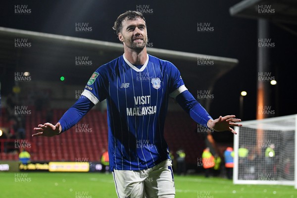 281025 - Wrexham v Cardiff City - Carabao Cup Round 4 - Calum Chambers of Cardiff City celebrates at full time