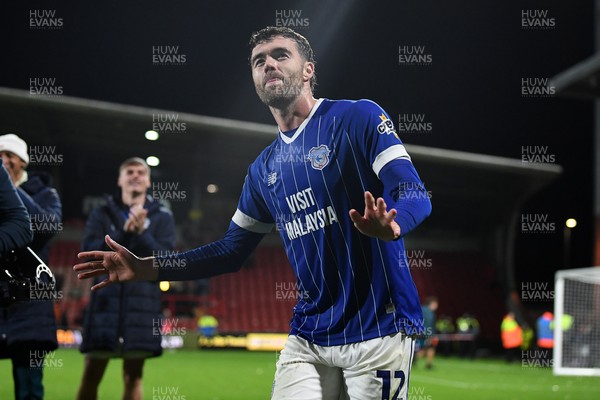 281025 - Wrexham v Cardiff City - Carabao Cup Round 4 - Calum Chambers of Cardiff City celebrates at full time