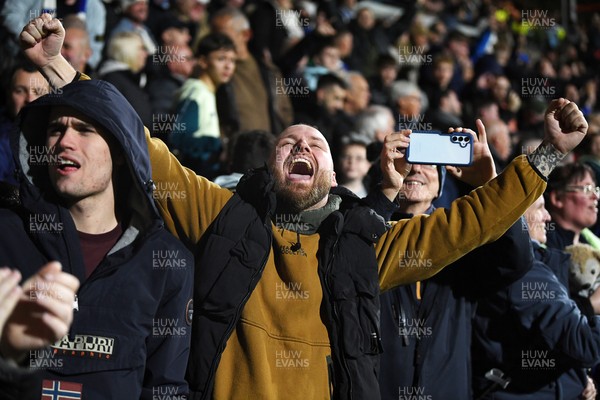 281025 - Wrexham v Cardiff City - Carabao Cup Round 4 - Cardiff fans celebrate at full time