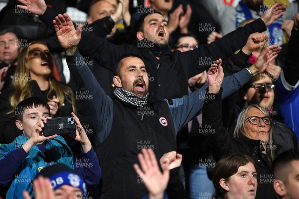 281025 - Wrexham v Cardiff City - Carabao Cup Round 4 - Cardiff City fans celebrate the win at full time